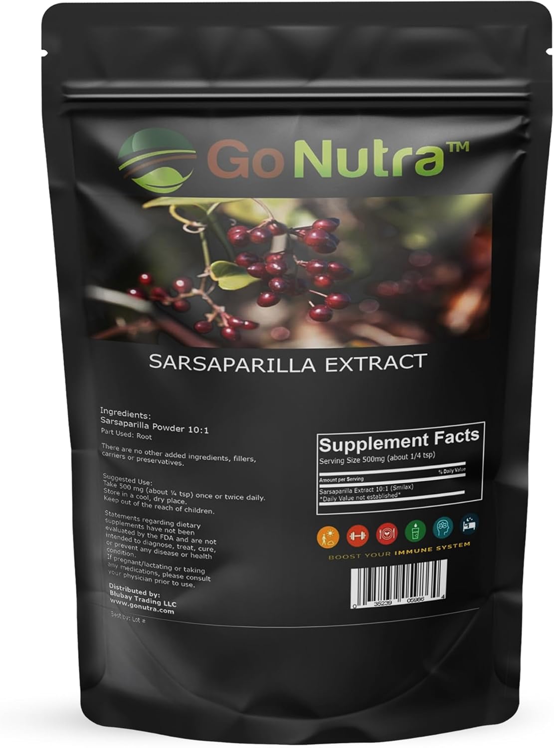 Pure Smilax Sarsaparilla Root Extract Powder - Potent 10:1 Strength Herbal Supplement
