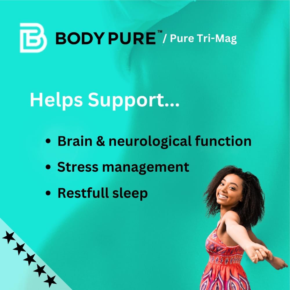 Pure Tri-Mag: Highly Absorbed Magnesium Complex for Stress Relief, Sleep, Heart Health, and Metabolism Support - 120 Capsules