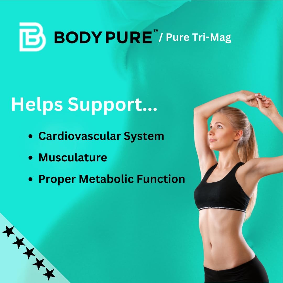 Pure Tri-Mag: Highly Absorbed Magnesium Complex for Stress Relief, Sleep, Heart Health, and Metabolism Support - 120 Capsules