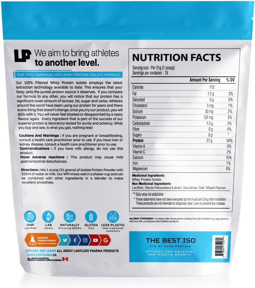 Pure Whey Isolate Protein Powder - 27g Protein, 6g BCAAs, Sugar Free - 5LB, 74 Servings - Maple Brown Sugar Flavor