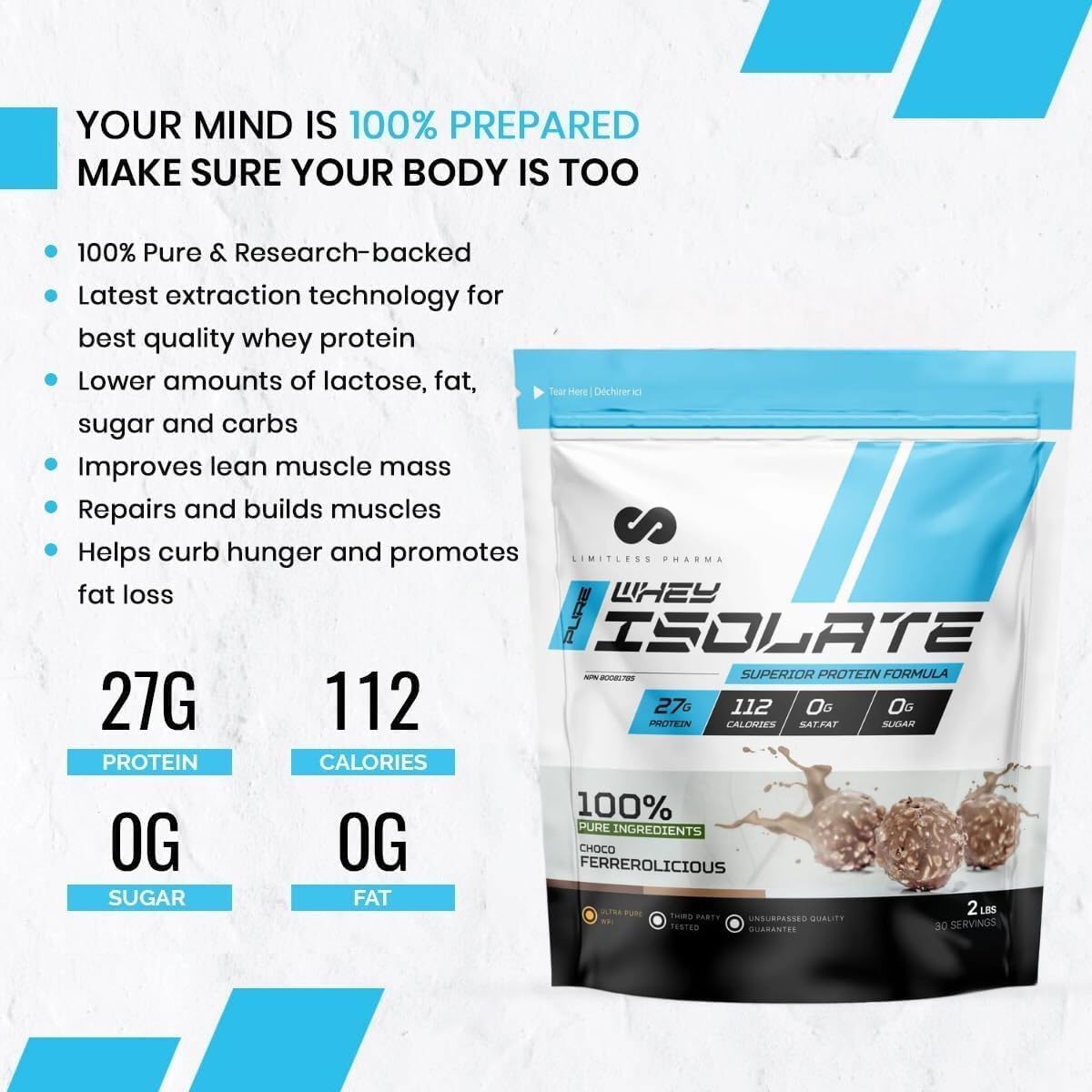 Pure Whey Isolate Protein Powder - 27g Protein, 6g BCAAs, Sugar Free - 5LB, 74 Servings - Maple Brown Sugar Flavor