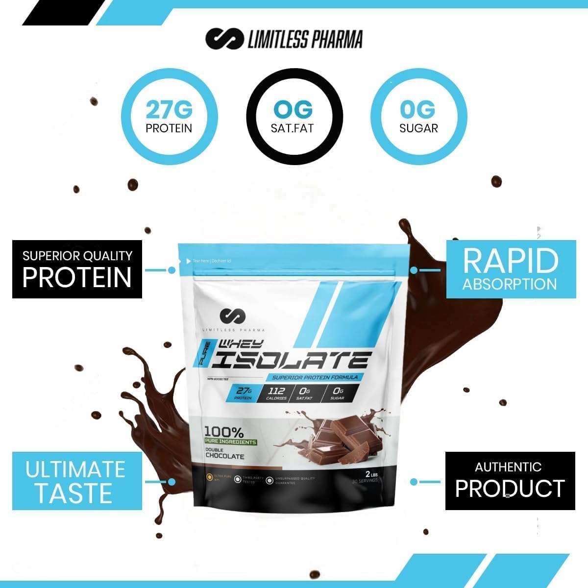 Pure Whey Isolate Protein Powder - 27g Protein, 6g BCAAs, Sugar Free - 5LB, 74 Servings - Maple Brown Sugar Flavor