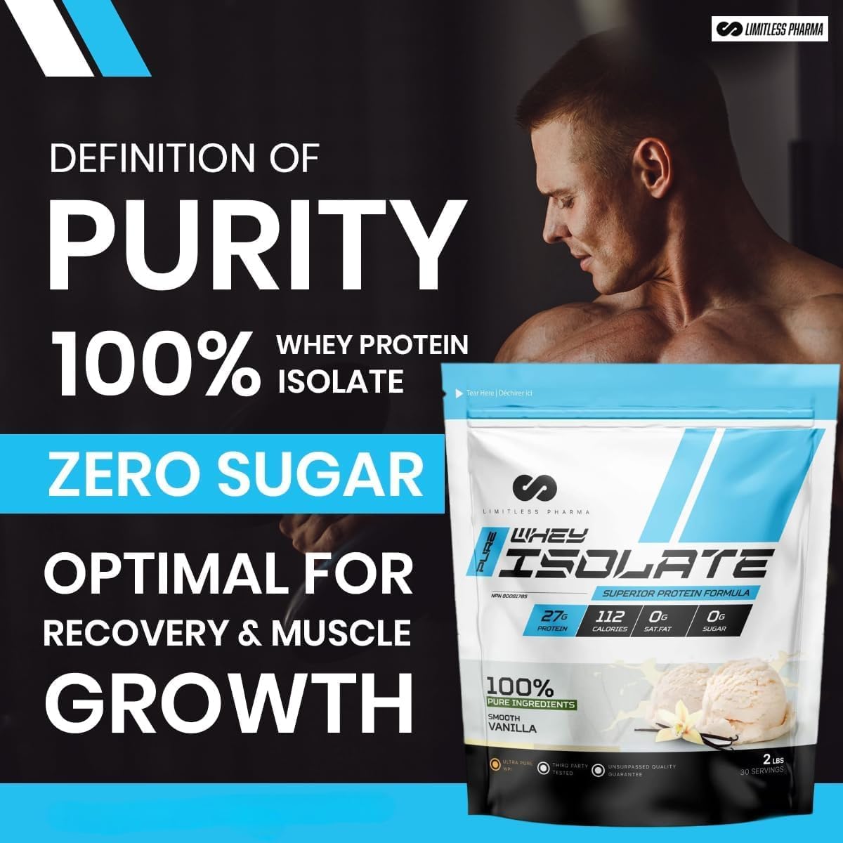 Pure Whey Isolate Protein Powder - 27g Protein, 6g BCAAs, Sugar Free - 5LB, 74 Servings - Maple Brown Sugar Flavor