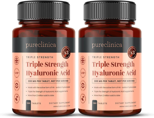 pureclinica Triple Strength Hyaluronic Acid 300mg Tablets x 360 - 12 Months Supply