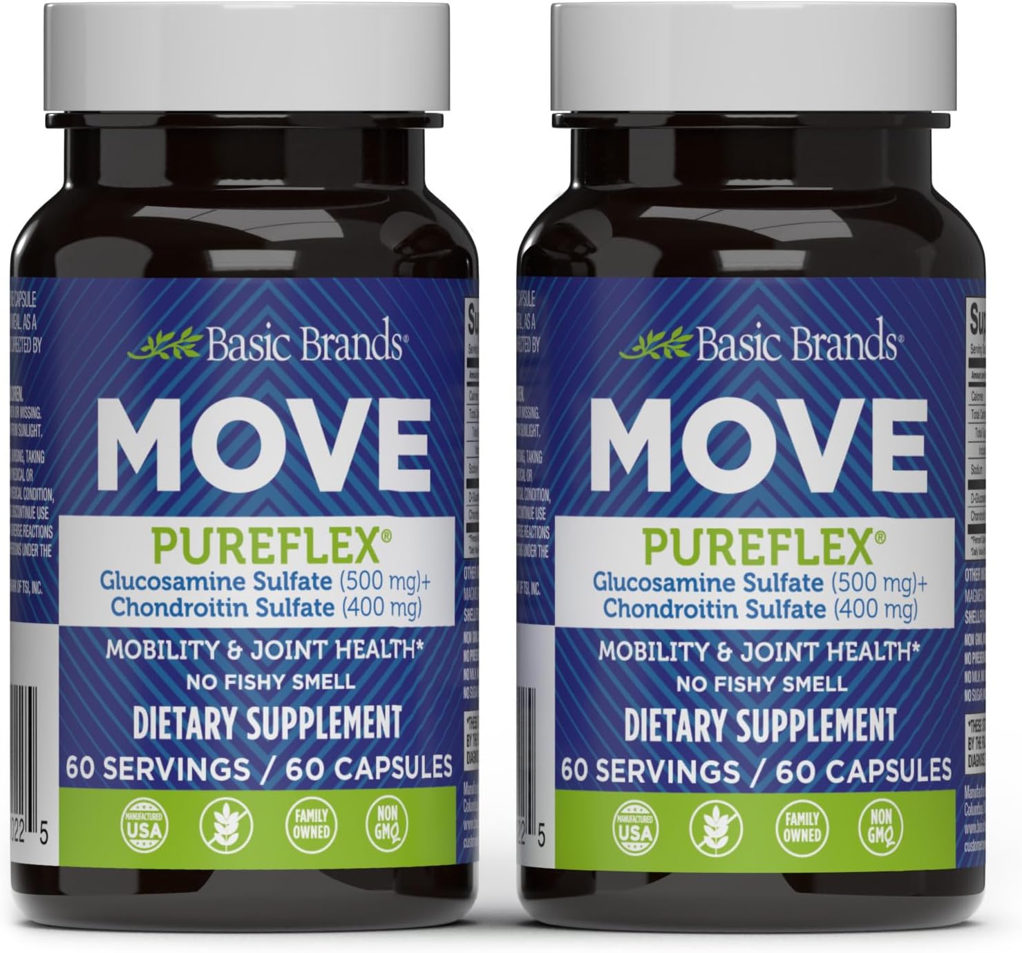Pureflex Glucosamine Chondroitin Joint Support Supplement - 120 Capsules - Enhances Flexibility and Mobility - 2 Bottles