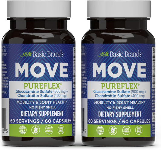 Pureflex Glucosamine Chondroitin Joint Support Supplement - 120 Capsules - Enhances Flexibility and Mobility - 2 Bottles