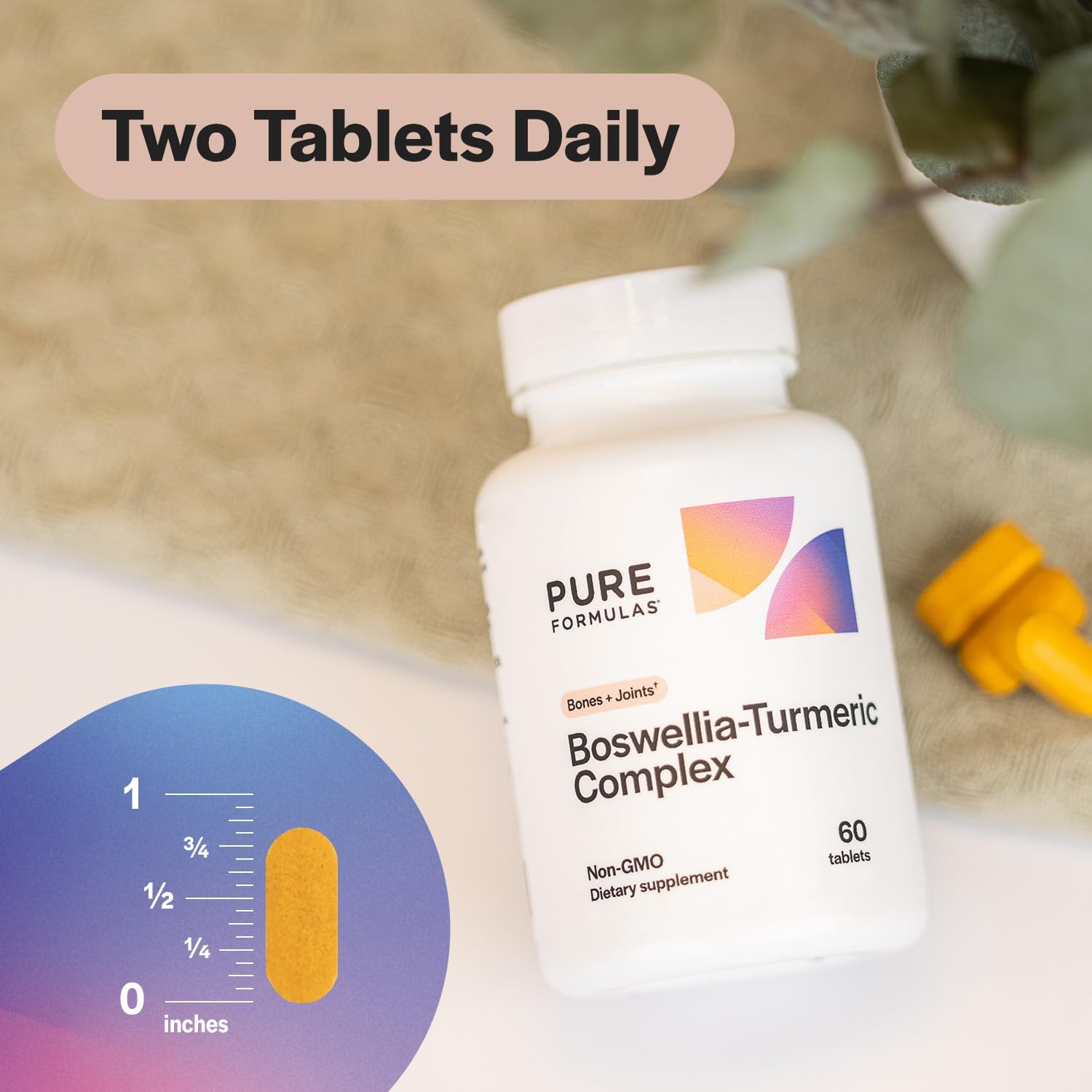 PureFormulas Boswellia Turmeric Supplement for Joint Health & Immune Support - 60 Tablets