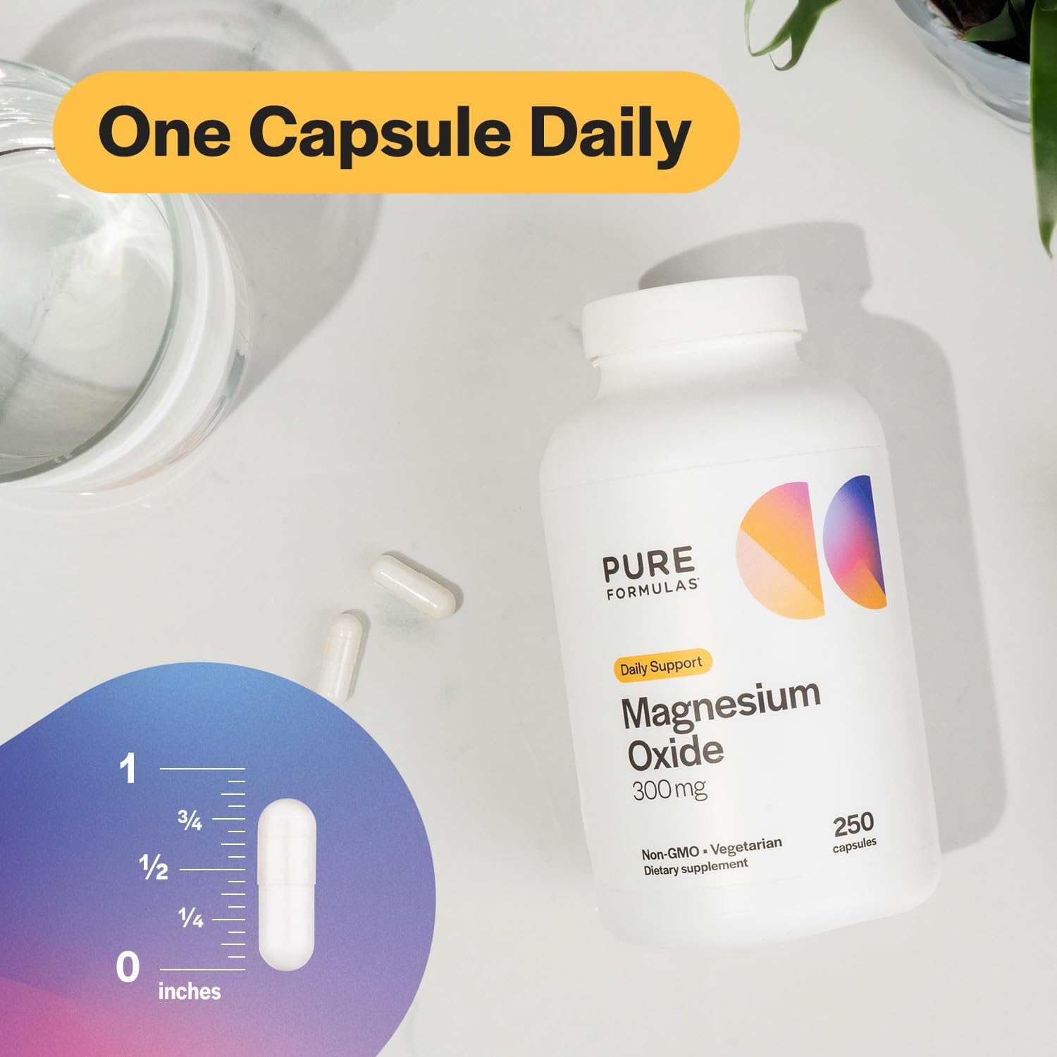 PureFormulas Magnesium Oxide 300 mg Capsules for Heart Health, Immune System, Muscle Recovery, Leg Cramps, Relaxation - Non-GMO, 250 Veg Caps