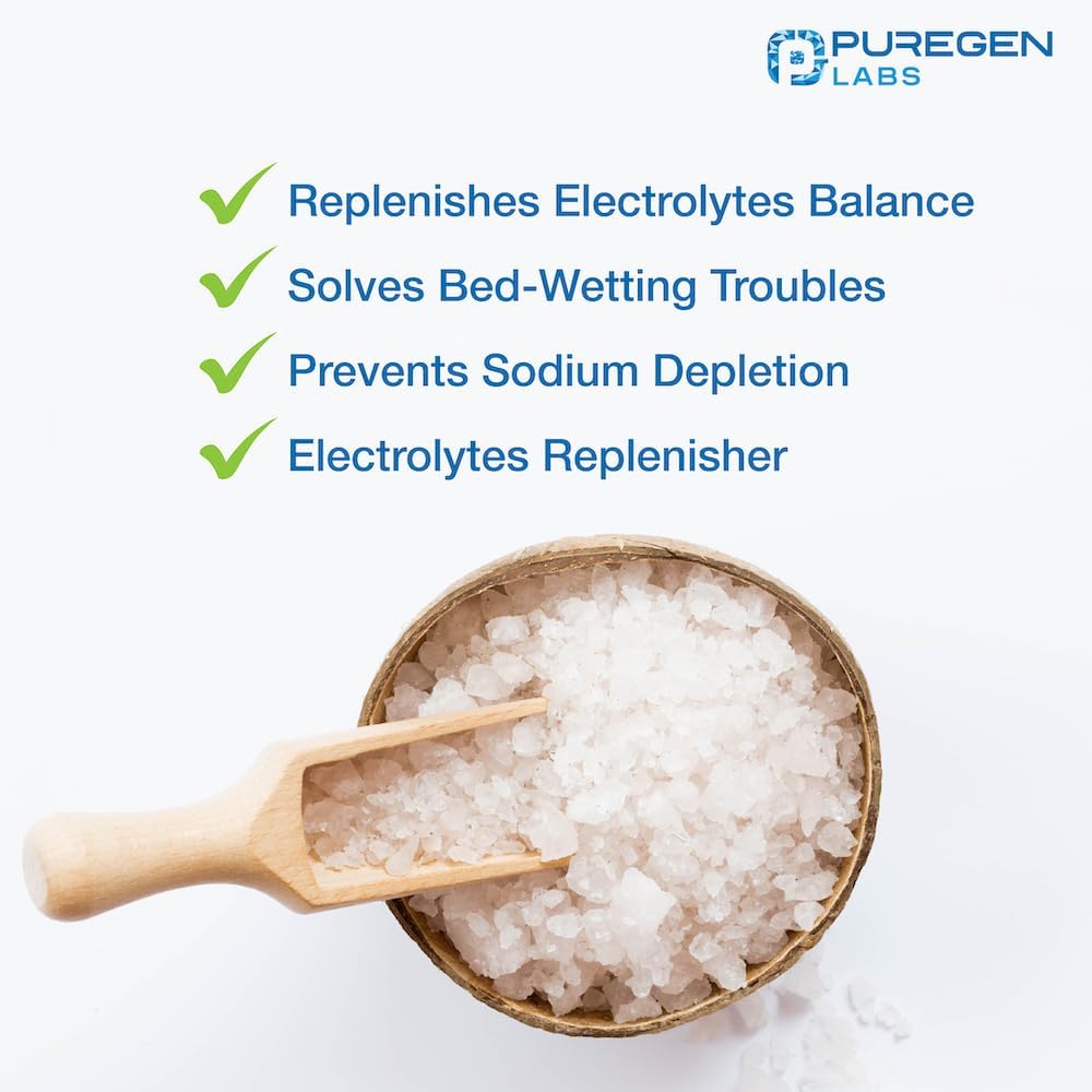 Puregen Labs Sodium Chloride Tablets 1 gm (1000 mg) - 100 Count, Made in USA - Electrolytes Replenisher for Hydration - Normal Salt Tablets