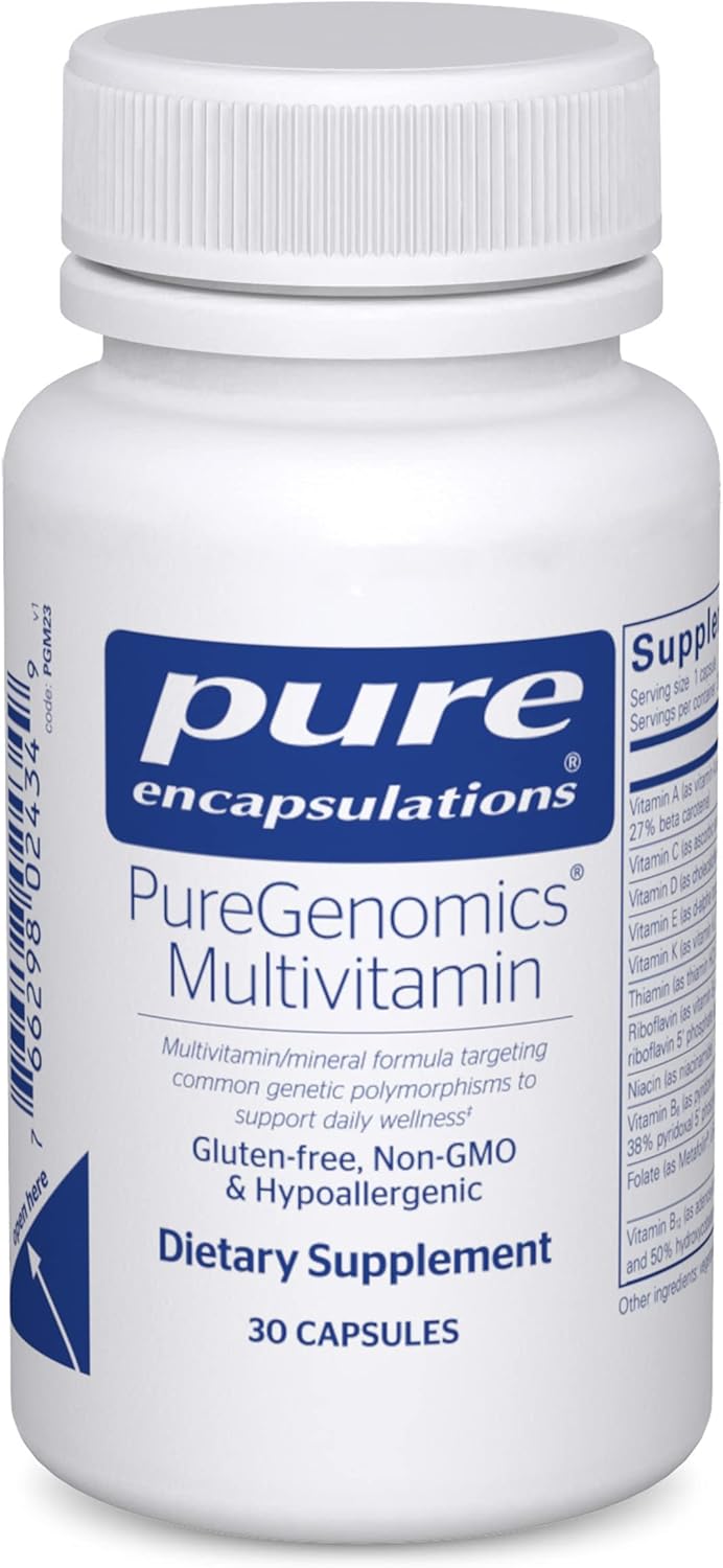PureGenomics Multivitamin with Vitamin A, B, C, D, E, K & Minerals - 30 Capsules - Supports Nutrient Needs for Genetic Variations