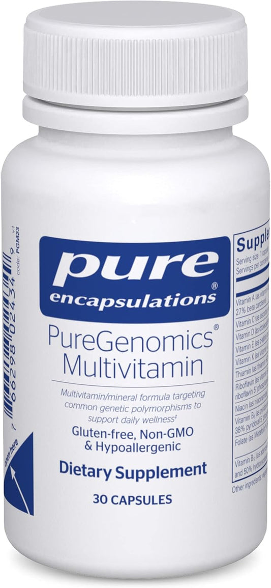 PureGenomics Multivitamin with Vitamin A, B, C, D, E, K & Minerals - 30 Capsules - Supports Nutrient Needs for Genetic Variations