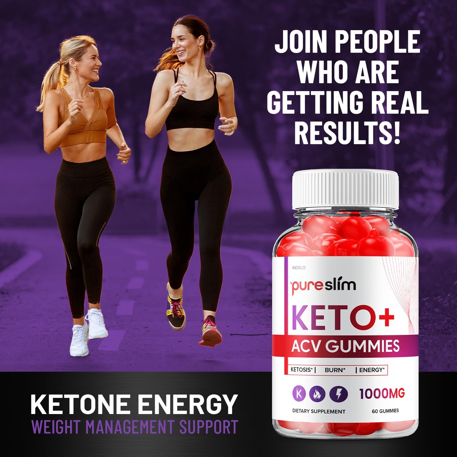 PureSlim Keto Plus ACV Gummies (3 Pack) - Advanced Formula for Men and Women - Apple Cider Vinegar Dietary Supplement with 180 Gummies