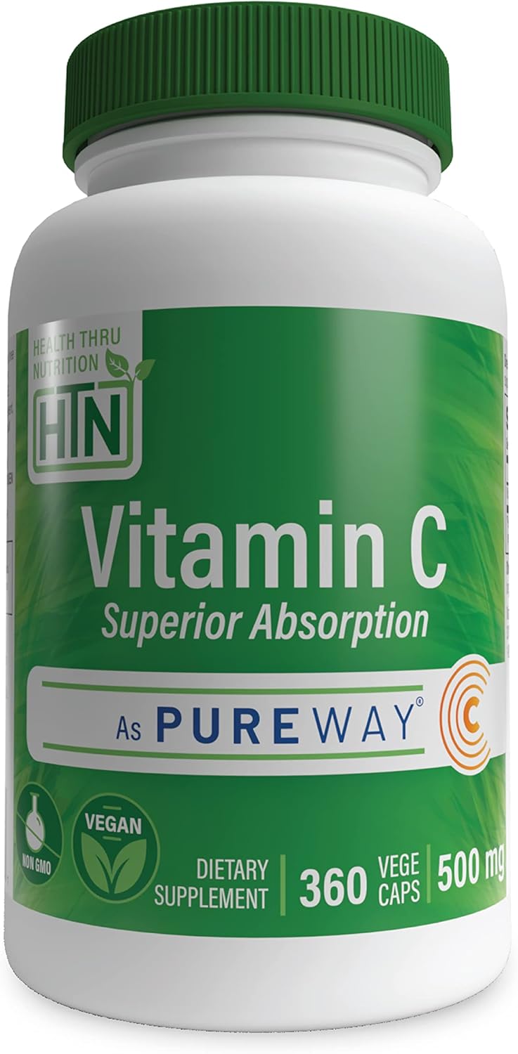 PureWay-C 360 Vegecaps - Vitamin C 500mg for Healthy Immune Function & Collagen Support - Superior Absorption - Vegan, Non-GMO, Gluten Free - 3rd Party Tested