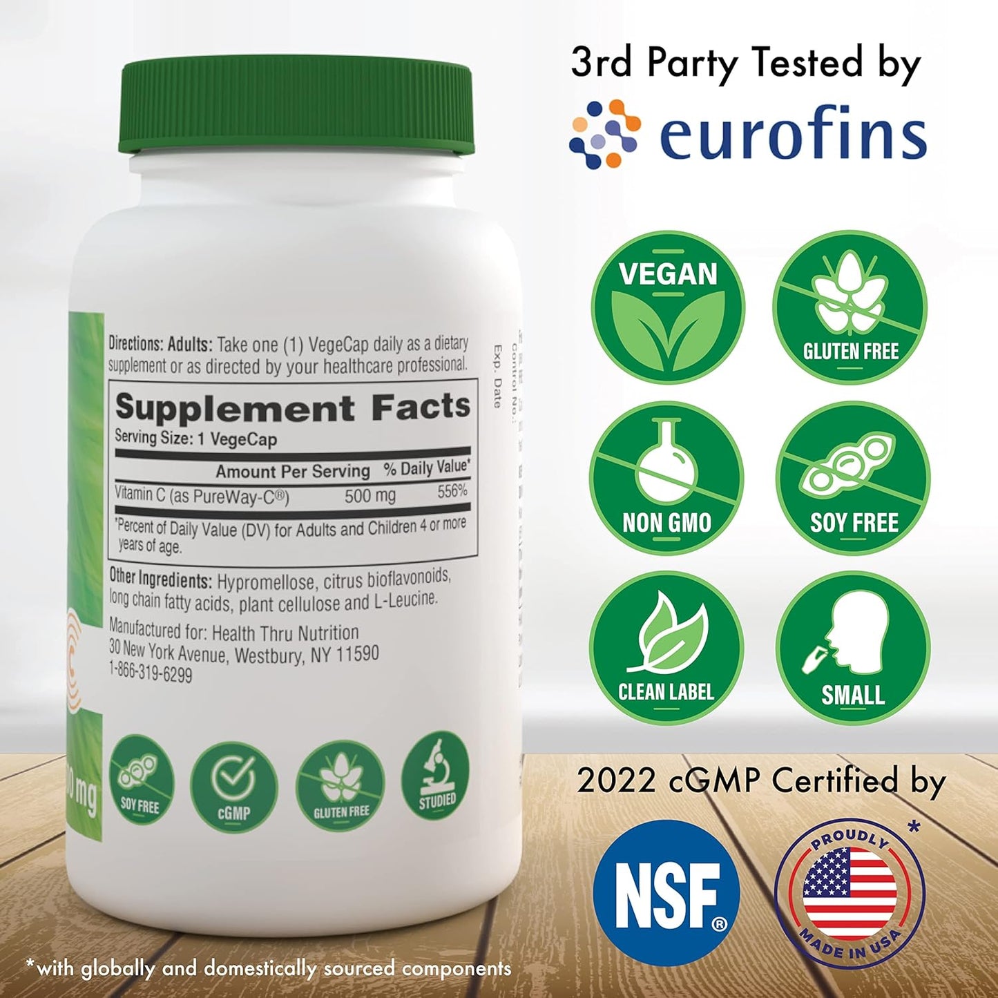 PureWay-C 360 Vegecaps - Vitamin C 500mg for Healthy Immune Function & Collagen Support - Superior Absorption - Vegan, Non-GMO, Gluten Free - 3rd Party Tested