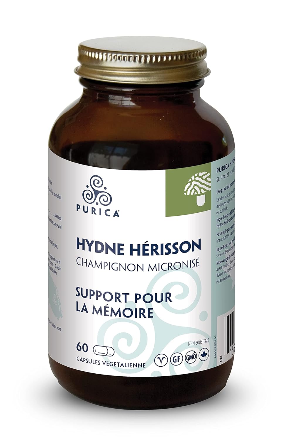 PURICA Lion's Mane Micronized Mushrooms Capsules - 60 Vegan Pills for Cognitive Health, Focus, and Memory Boost