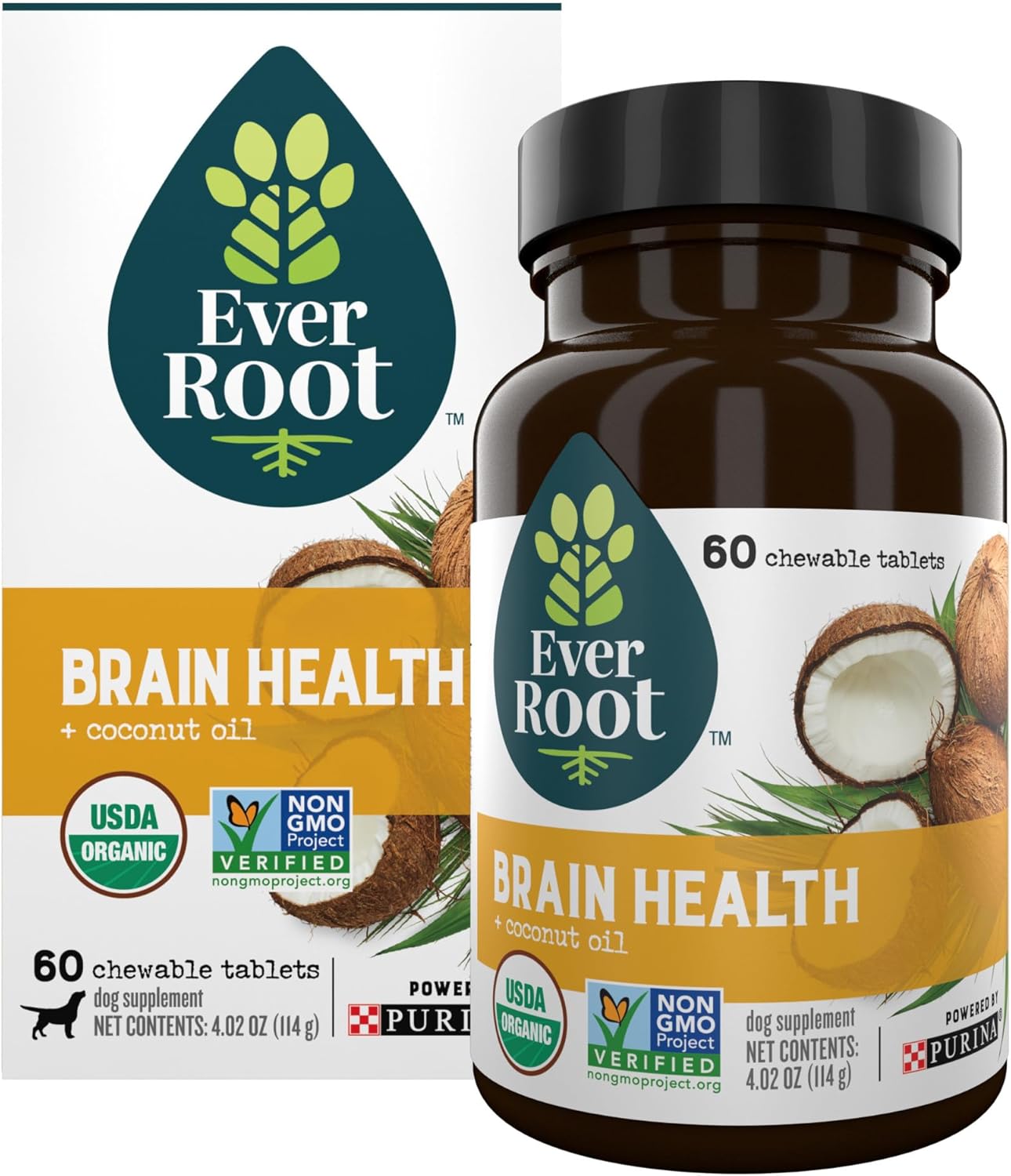 Purina EverRoot Dog Supplements for Brain Health with Coconut Oil - 4.02 oz Chewable Tablets