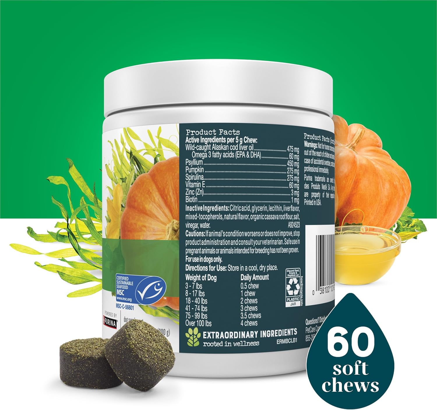 Purina EverRoot Soft Chews Dog Supplements - Multi-Benefit Formula - 10.6 oz. Canister