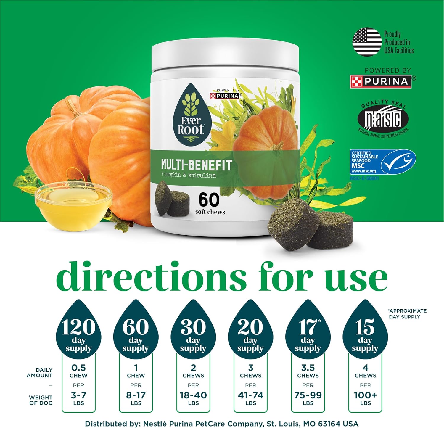 Purina EverRoot Soft Chews Dog Supplements - Multi-Benefit Formula - 10.6 oz. Canister