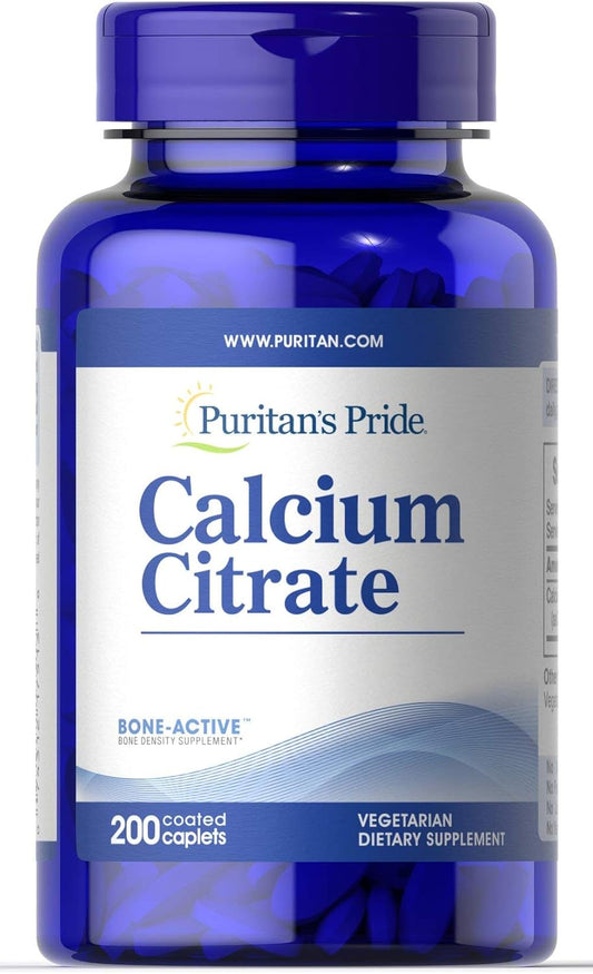 Puritan's Pride Calcium Citrate 200 Mg Coated Caplets - 200 Count Bottle, White