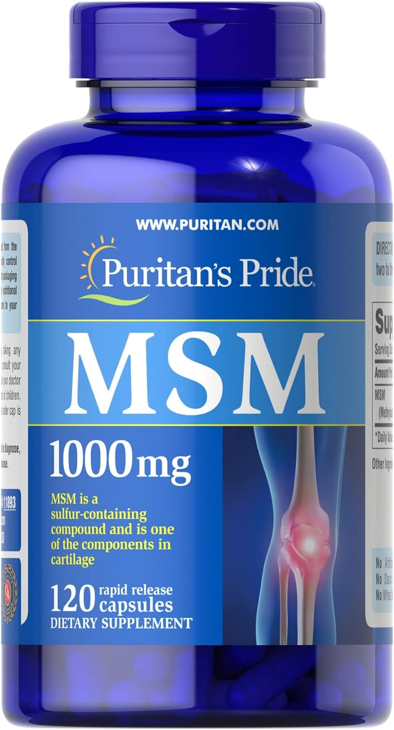 Puritan's Pride MSM Joint Support Formula Capsules - 1000 mg, 120 Count - Rapid Release Formula