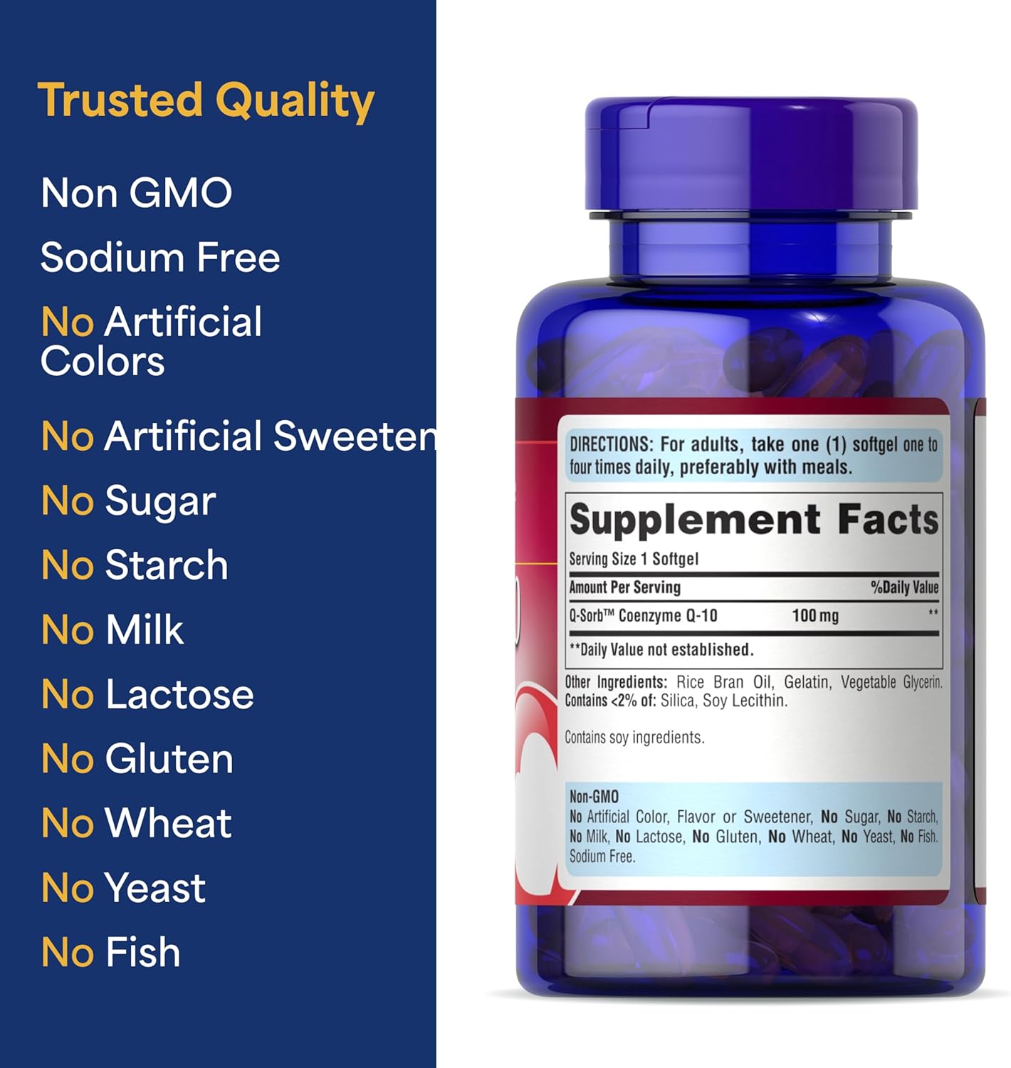 Puritan's Pride Qsorb Coq10 100mg Softgels for Heart Health - 480 Count Pack