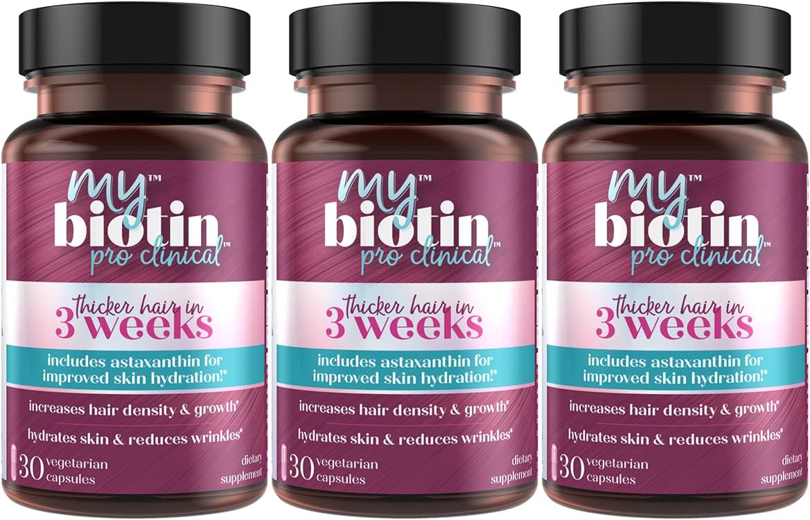 Purity Products MyBiotin ProClinical 90 Count - Thicker Hair in 3 Weeks, Anti-Wrinkle Formula, MB40X Biotin Matrix with Astaxanthin - 40X More Soluble - Patented Formula