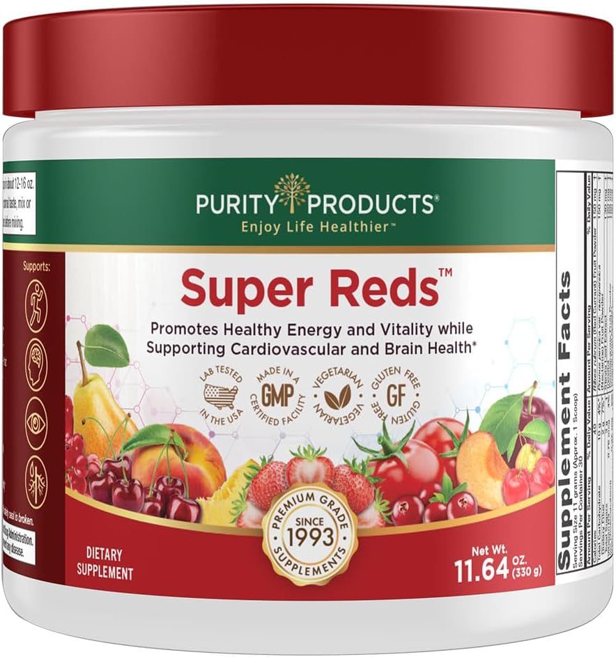 Purity Products Super Reds Powder Phytonutrient Superfood Drink Mix with FloraGLO Lutein - 330g - 30 Day Supply