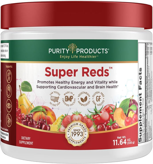 Purity Products Super Reds Powder Phytonutrient Superfood Drink Mix with FloraGLO Lutein - 330g - 30 Day Supply