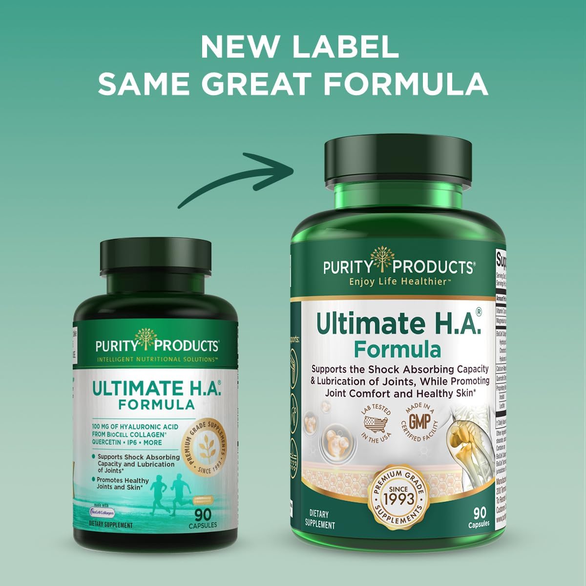 Purity Products Ultimate H.A. Formula with BioCell Collagen - Supports Joints and Skin Health - 90 Count