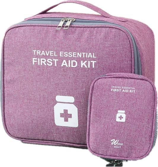 Purple Empty First Aid Bags (2 Pack) - Portable Travel Medicine Organizers for Home, Camping, Hiking, Office, Car, Workplace, Outdoor