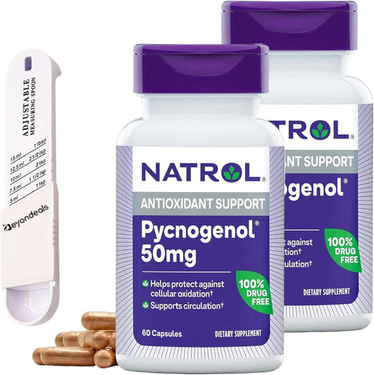 Purple Plastic Measuring Spoon Bundle with Antioxidant Capsules for Cellulite Protection - Set of 2