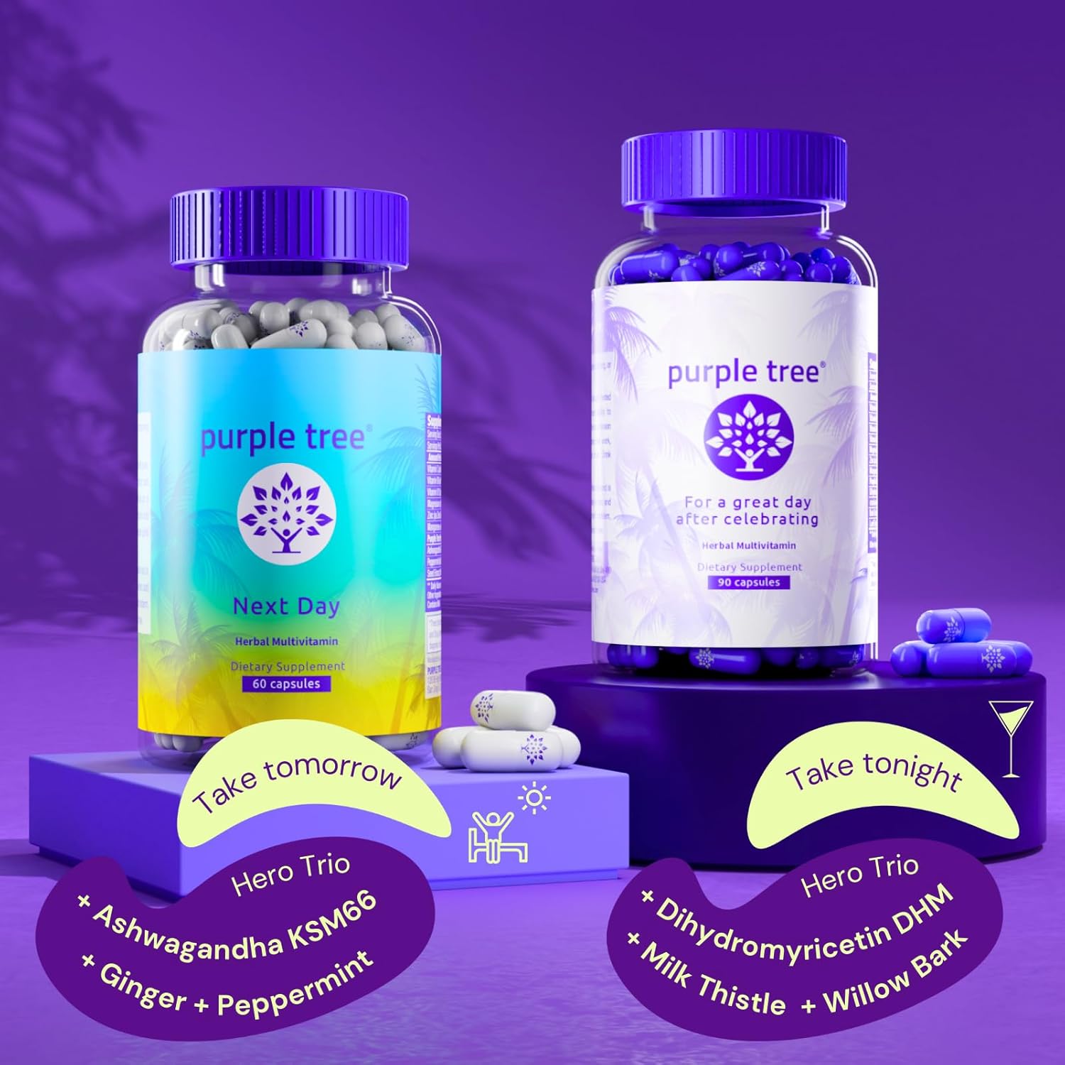 purple tree® Celebration Recovery Bundle: 120 Pills for Next Day Wellness | Post-Party Vitamin Combo