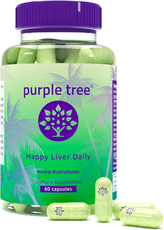 Purple Tree Liver Support & Cleanse Supplement with Milk Thistle, Dandelion Root, Artichoke Leaf, DHM, Vitamins - 60 Veggie Pills for Happy Liver
