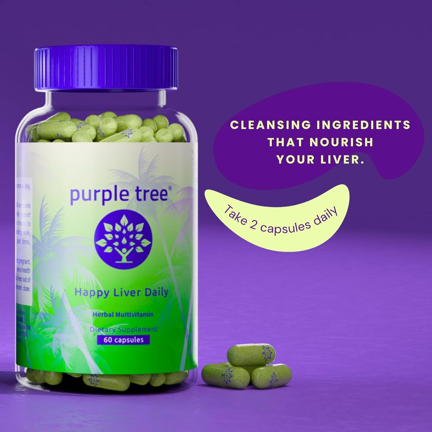 Purple Tree Liver Support & Cleanse Supplement with Milk Thistle, Dandelion Root, Artichoke Leaf, DHM, Vitamins - 60 Veggie Pills for Happy Liver