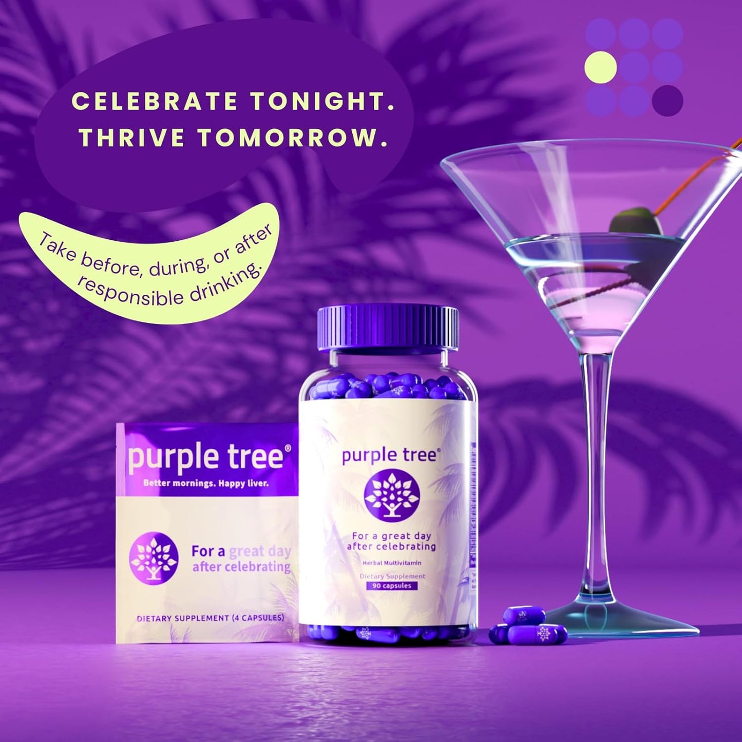 Purple Tree Liver Support & Hydration Supplement with DHM, Milk Thistle, Electrolytes, Vitamin B - 180 Pills