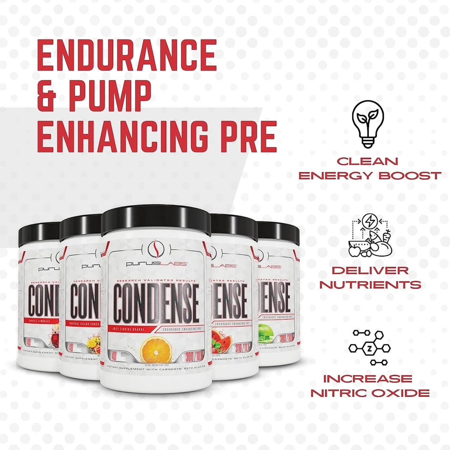 Purus Labs CONDENSE PreWorkout Powder - Juicy Florida Orange Flavor, 40 Servings
