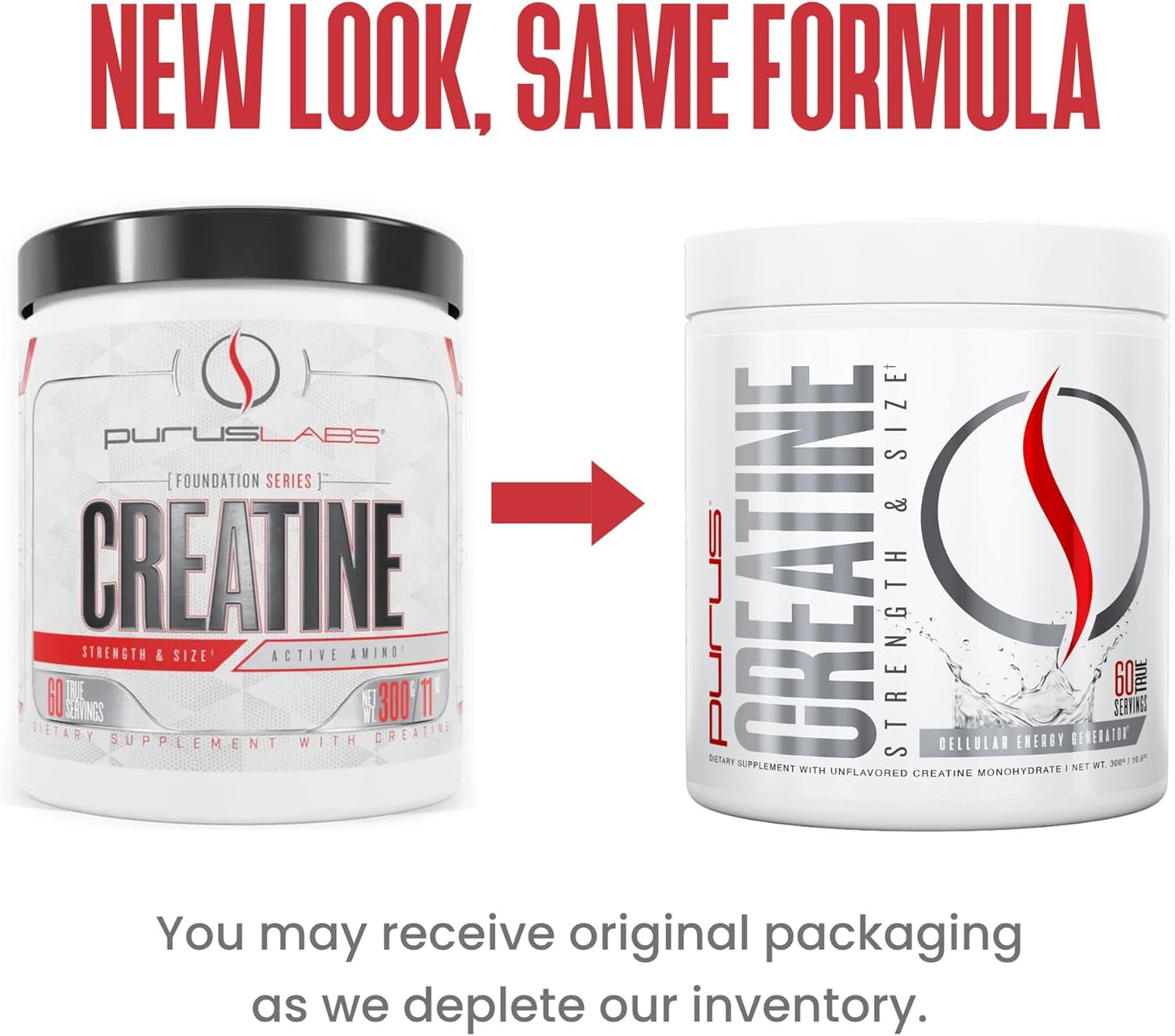 Purus Labs Foundation Series Creatine Powder - Ultra Pure Micronized for Strength, Mass, Power, Recovery - 60 Servings - Unflavored