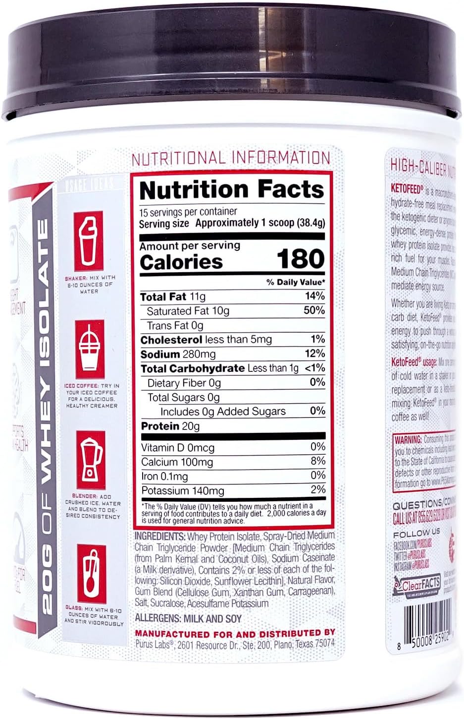 Purus Labs KETOFEED Oatmeal Cream Pie Protein Powder - 15 Servings