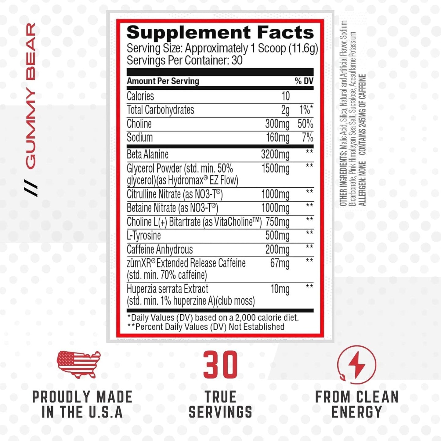Purus Labs NOXYGEN PREWORKOUT Powder - Gummy Bear Flavor, 30 Servings