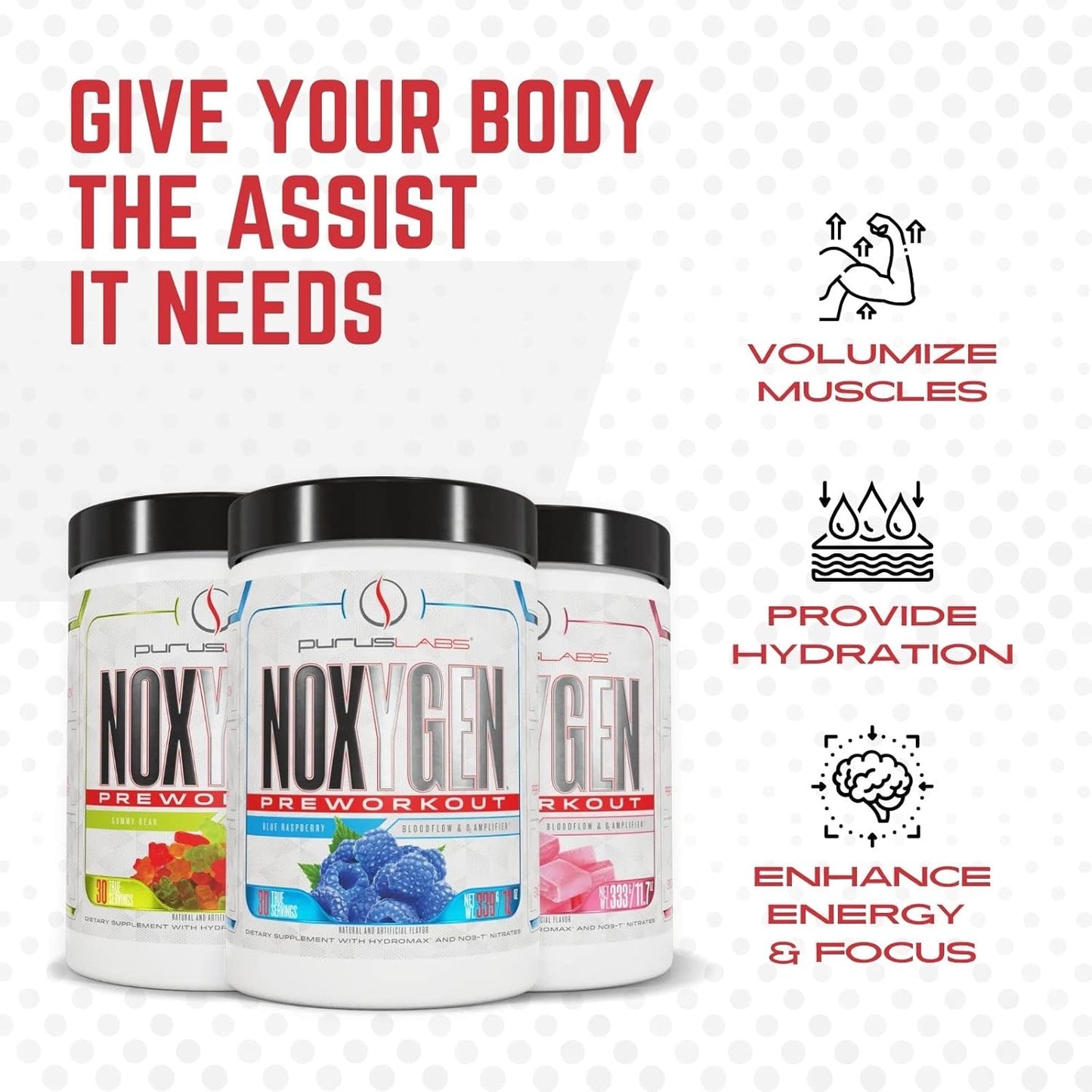 Purus Labs NOXYGEN PREWORKOUT Powder - Gummy Bear Flavor, 30 Servings