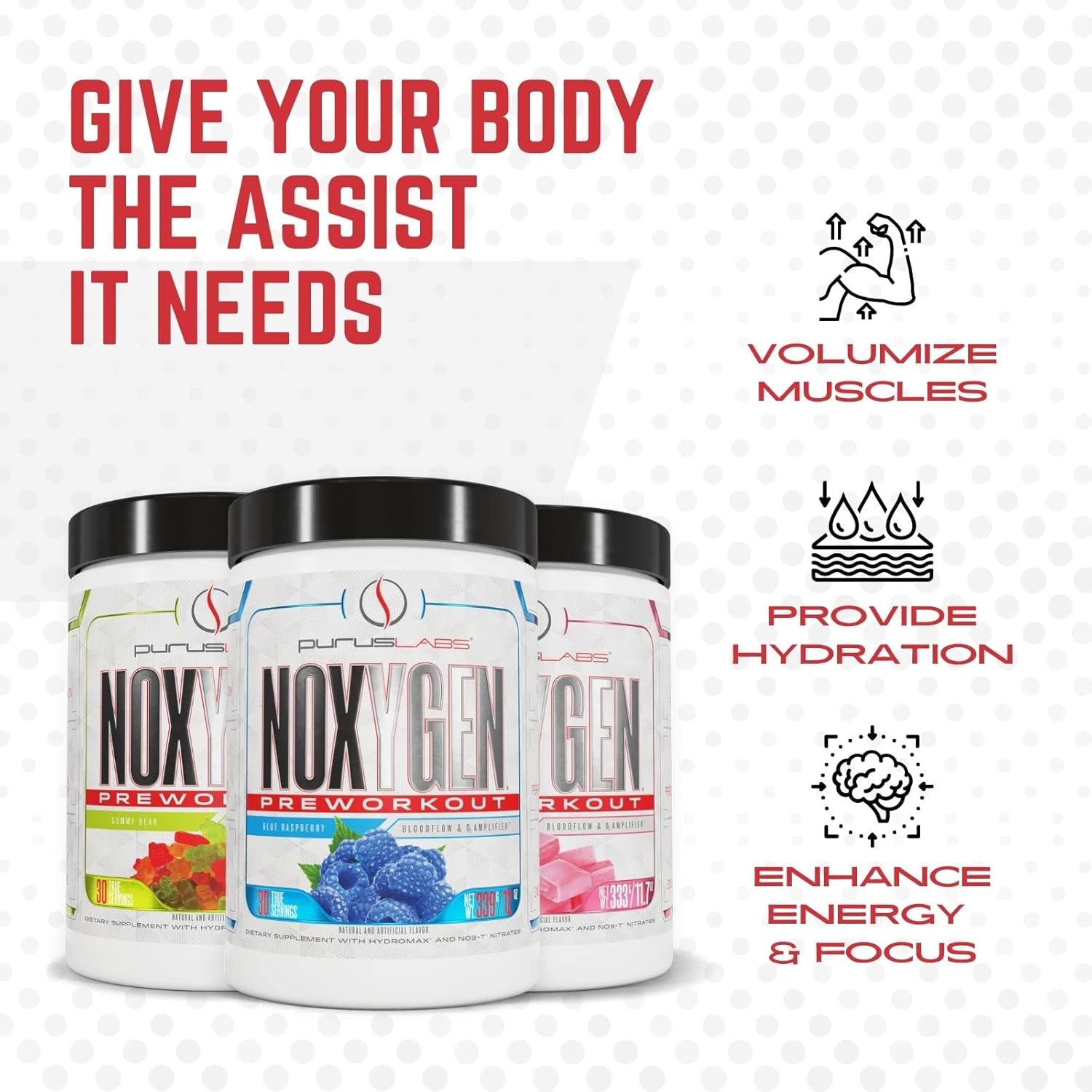 Purus Labs NOXYGEN PREWORKOUT Powder - Gummy Bear Flavor, 30 Servings