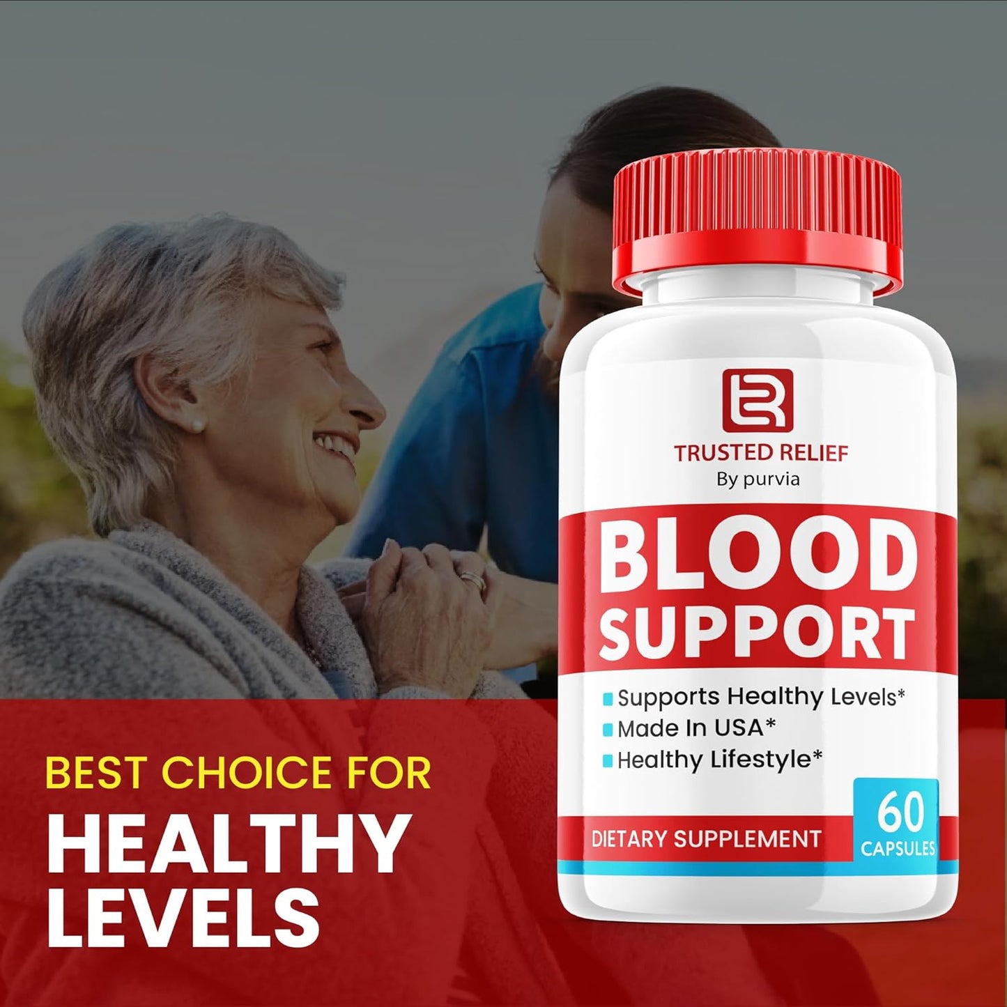 Purvia Trusted Relief Blood Support Capsules - Advanced Formula Vitamin Supplement (60 Capsules)