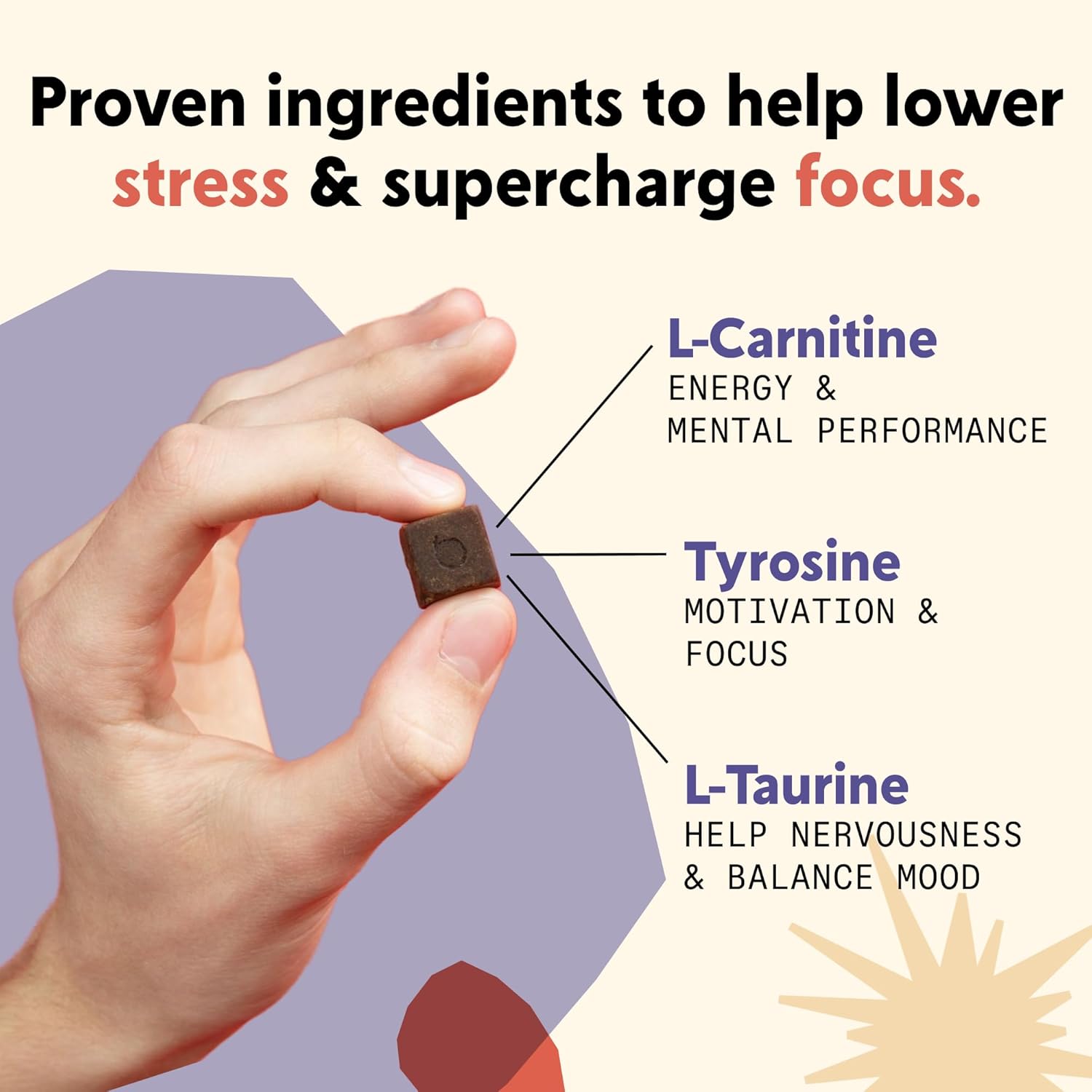 PYM Health Attention Chews - Natural Support for Focus, Productivity, and Procrastination - 20 Count with L-Carnitine, Tyrosine, and L-Taurine - Caffeine-Free USA-Made Mood Boost Supplement