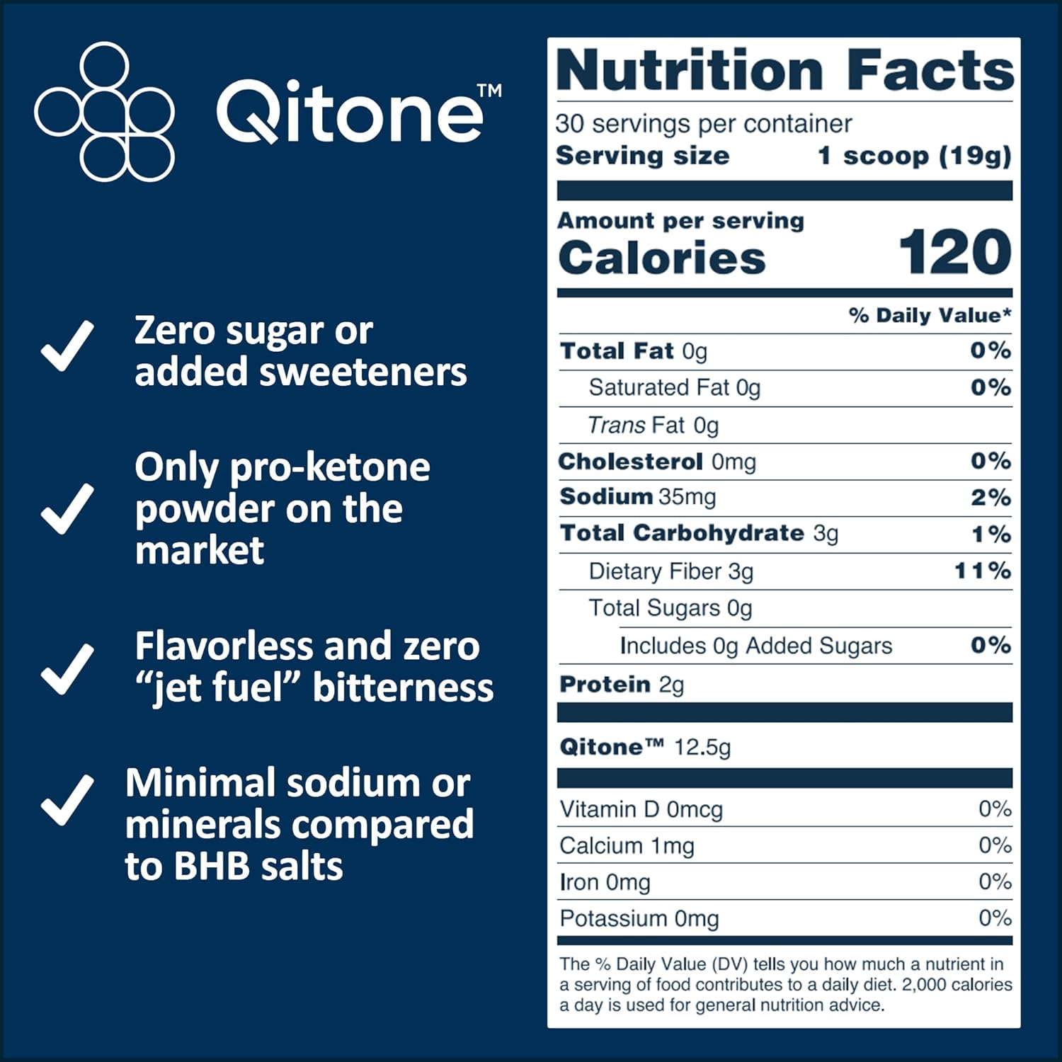 Qitone BHB Exogenous Ketones: Ketone Ester Powder for Rapid Ketosis & Boosting Brain Focus, Concentration, & Energy - Stimulant-Free, Sugar-Free, Unflavored (30 Servings)