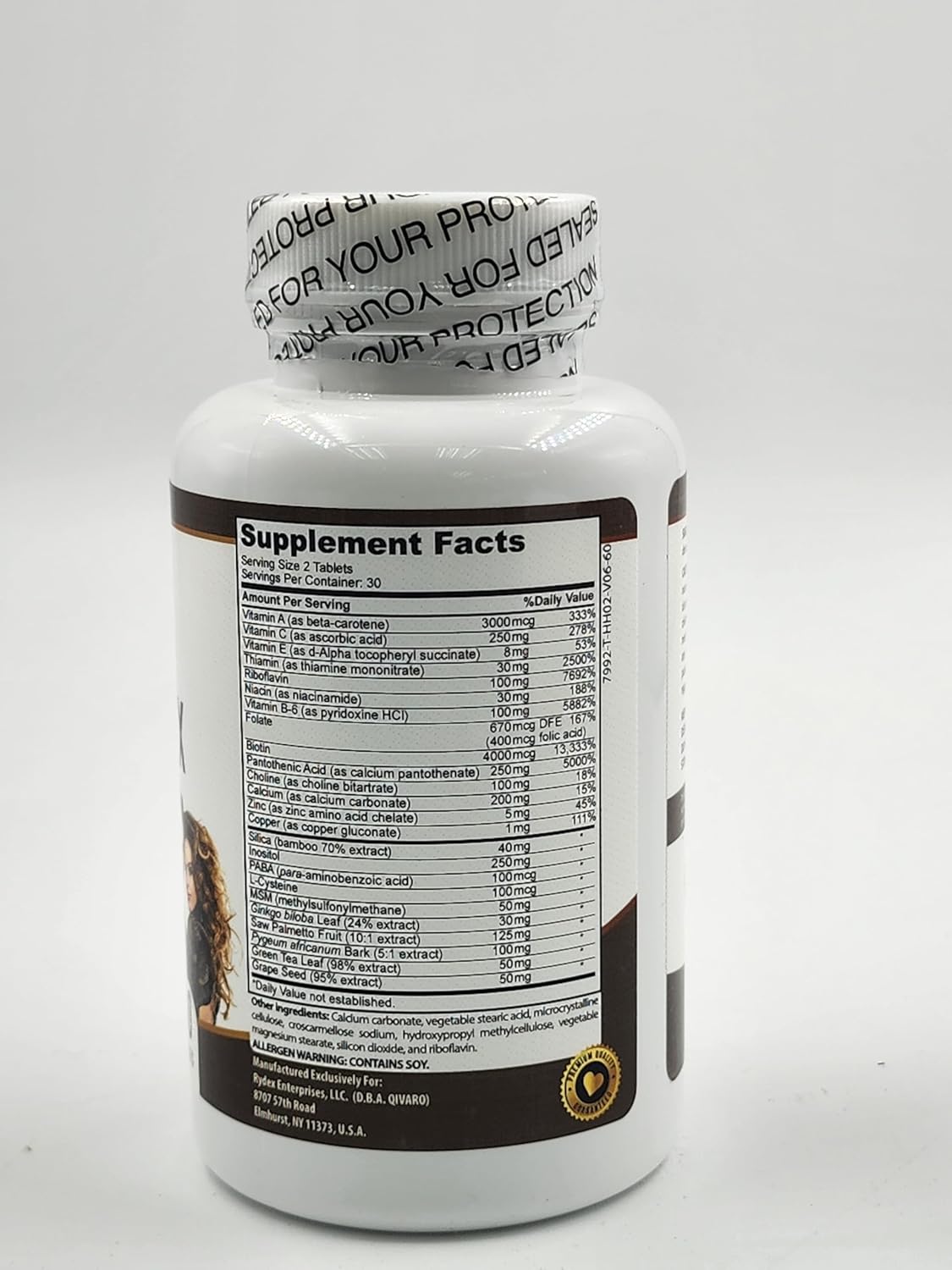 Qivaro Hair Complex Pro Health - Natural Hair Growth & Thinning Prevention Supplement - Organic Formula - Promotes Hair Growth, Reduces Loss, Regrows Hair - Vegan & Non-GMO - 60 Tablets