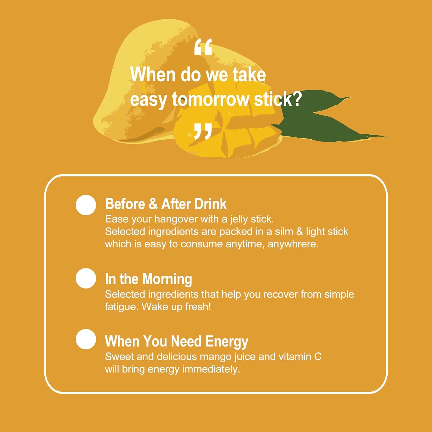 Q.one Easy Tomorrow Mango Jelly Stick for Morning Rescue & Increased Energy (2 Sticks)