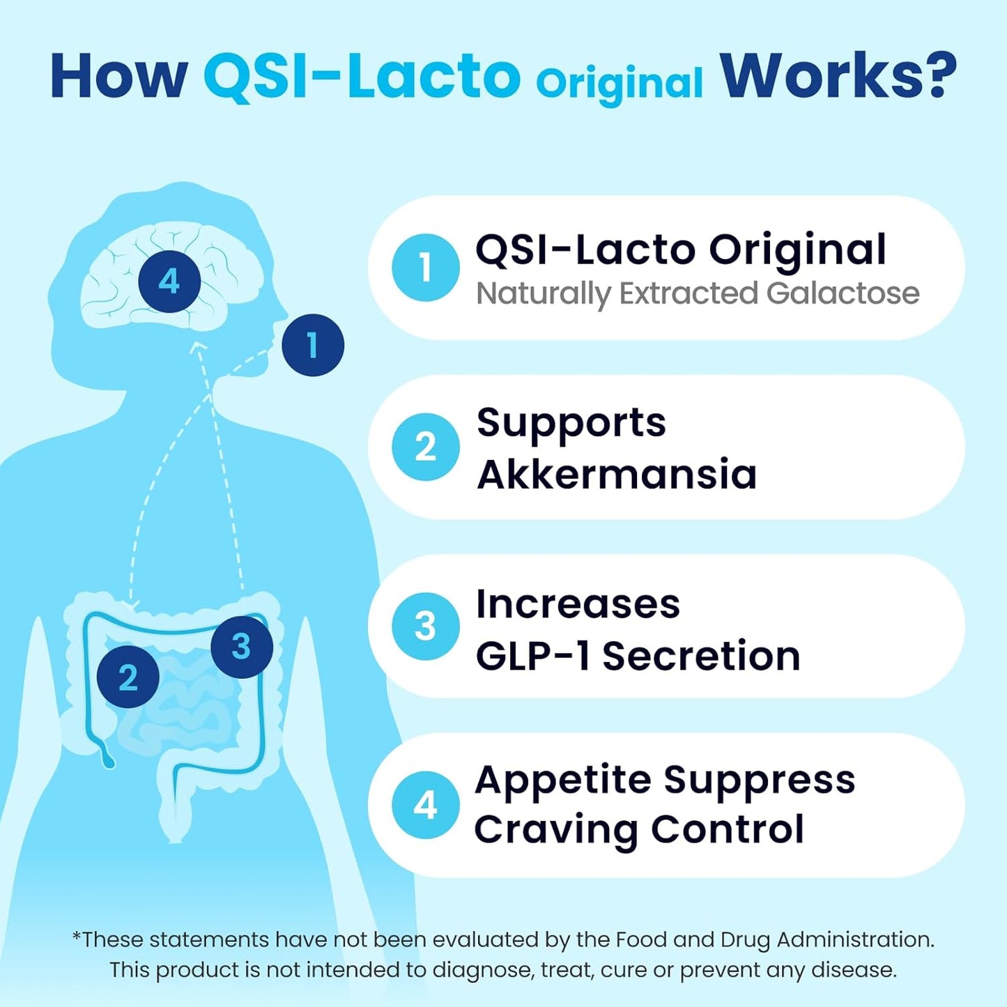 QSI-Lacto Original: 2 Packs, 180 Servings, Supports GLP-1 Elevation, Galactose for Gut Health, Prebiotic Chewables