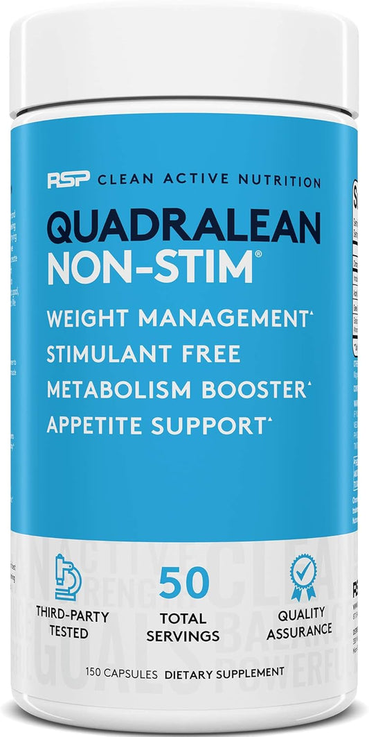 QuadraLean by RSP Nutrition - Stimulant-Free Weight Management Supplement with Metabolism Boosters, Energy Enhancers, and Appetite Support - Non-Stim Formula with CLA, L-Carnitine, and Green Tea Extract - 50 Servings