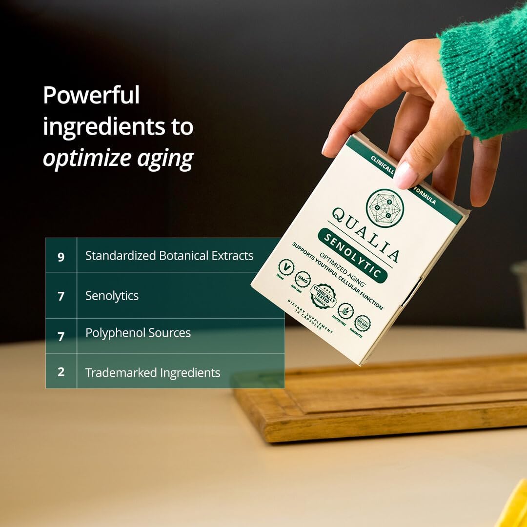 Qualia Senolytic Supplement: Fisetin, Quercetin, Piperlongumin - Optimal Cell Repair & Rejuvenation, 1 Month Supply