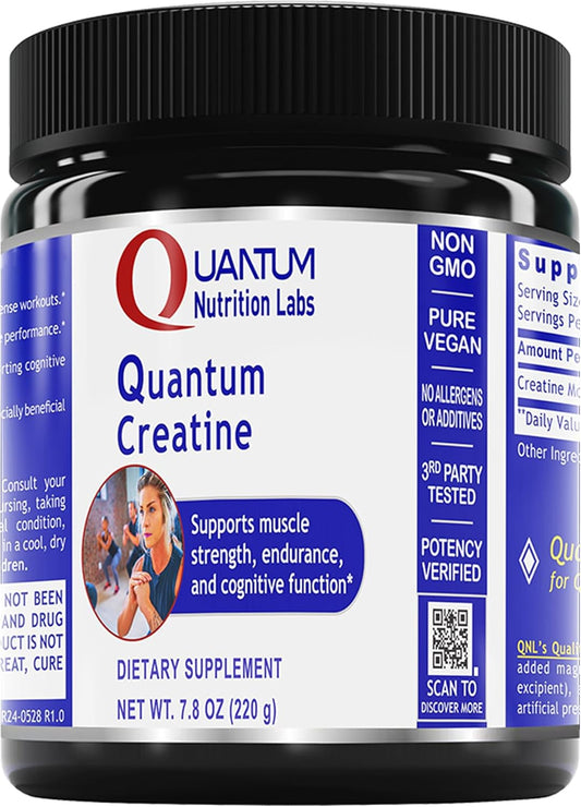 Quantum Nutrition Labs Creatine Monohydrate Powder - Unflavored Vegan Friendly Formula - 7.8 oz (40 Servings)